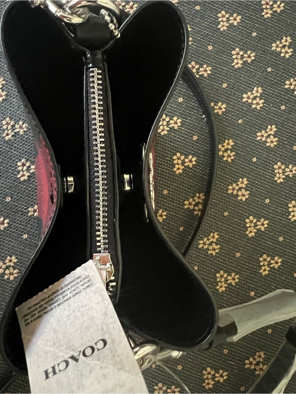 NWT Coach Mini Town Bucket Bag With Buffalo Plaid Print- Red/Black C7267 - Picture 6 of 7
